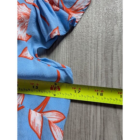 Talbots Womens Petite Floral Print Top P Viscose Blue & Orange - Picture 8 of 8